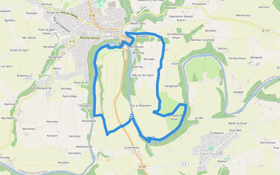 La passerelle walking route map in Saint-Goazec