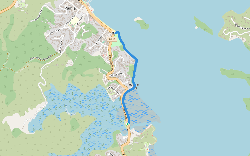 Te Araroa - alternative route walking route map in Paihia