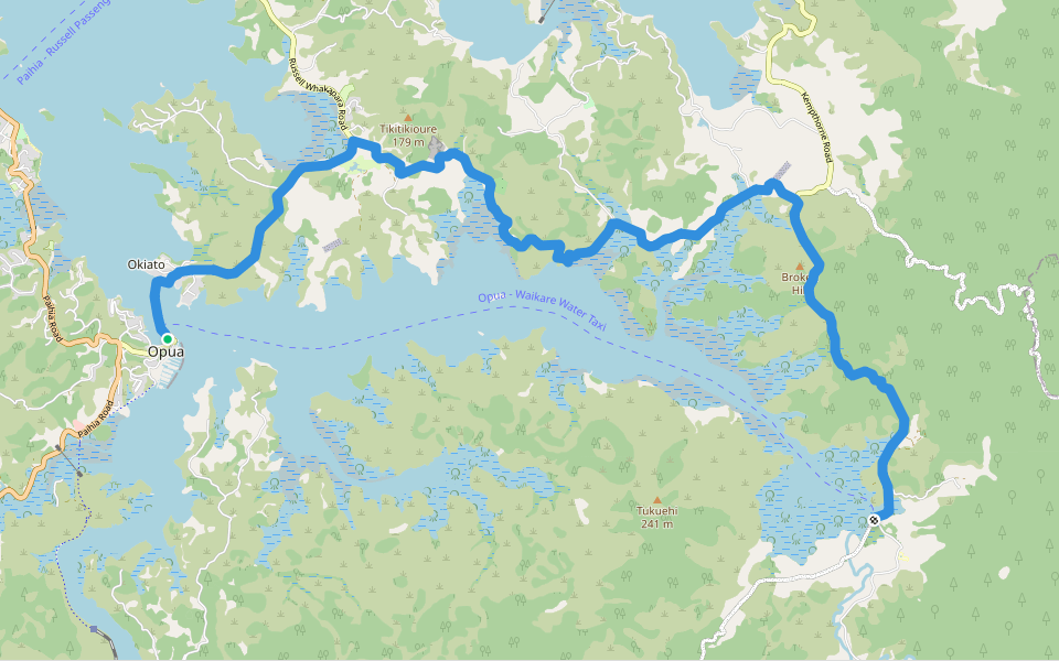 Te Araroa - 01 Northland - f Opua to Waikare walking route map in Opua