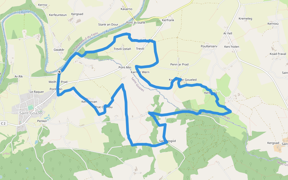 Tro ster pont mine walking route map in Saint-Goazec