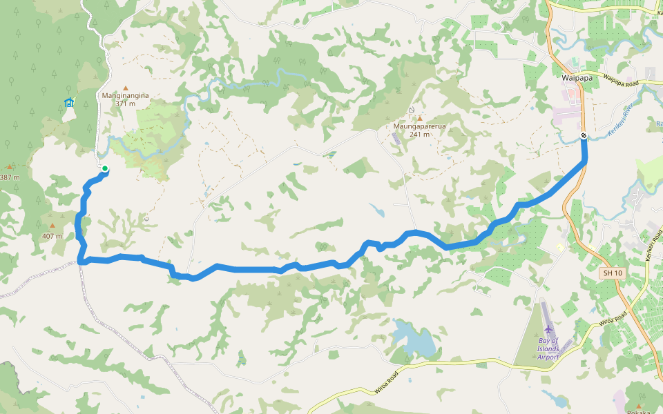 Te Araroa - alternative route walking route map in Ōkaihau