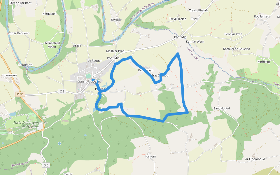 Hent ar gurun walking route map in Saint-Goazec
