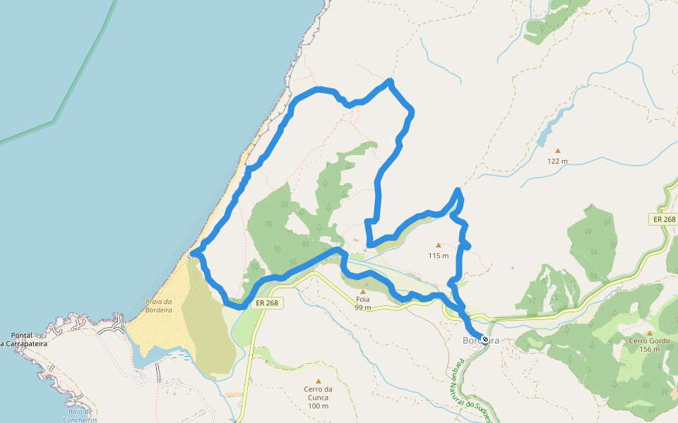 Da Bordeira até ao Mar walking route map in Bordeira