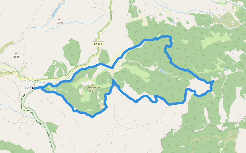 Endiabrada e os Lagos Escondidos walking route map in Bordeira