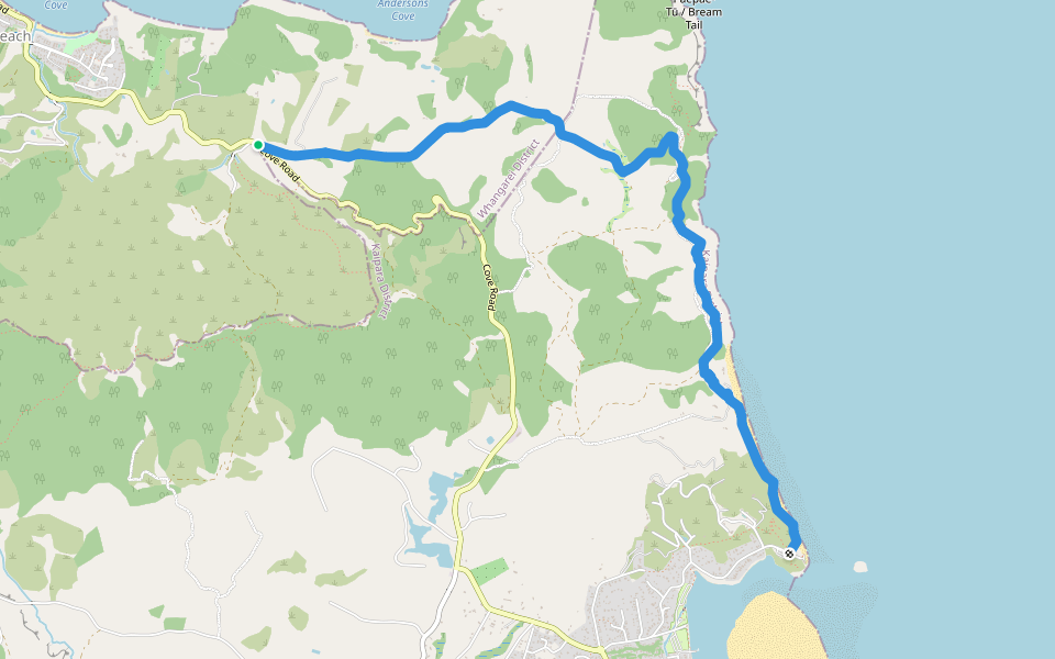 Te Araroa - 01 Northland - k Bream Tail to Mangawhai Heads walking route map in Langs Beach