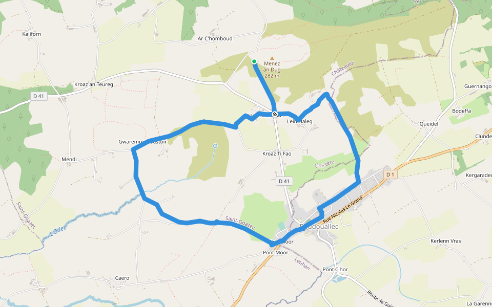 sentier de l'allée couverte walking route map in Saint-Goazec