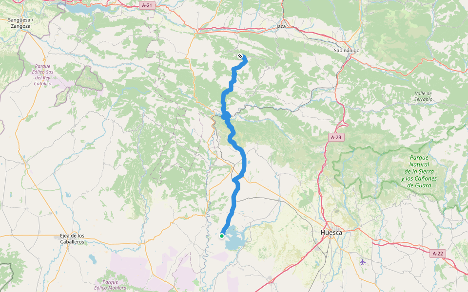 GR 95 Sendero de la Calzada Romana walking route map in Alcalá de Gurrea