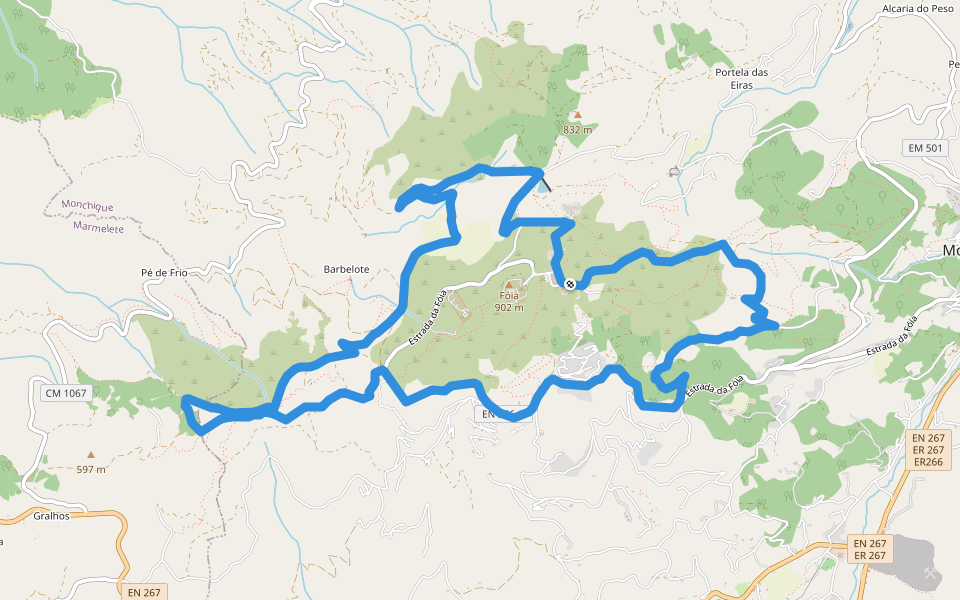 Fóia e área envolvente (Rota da Geologia) walking route map in Monchique