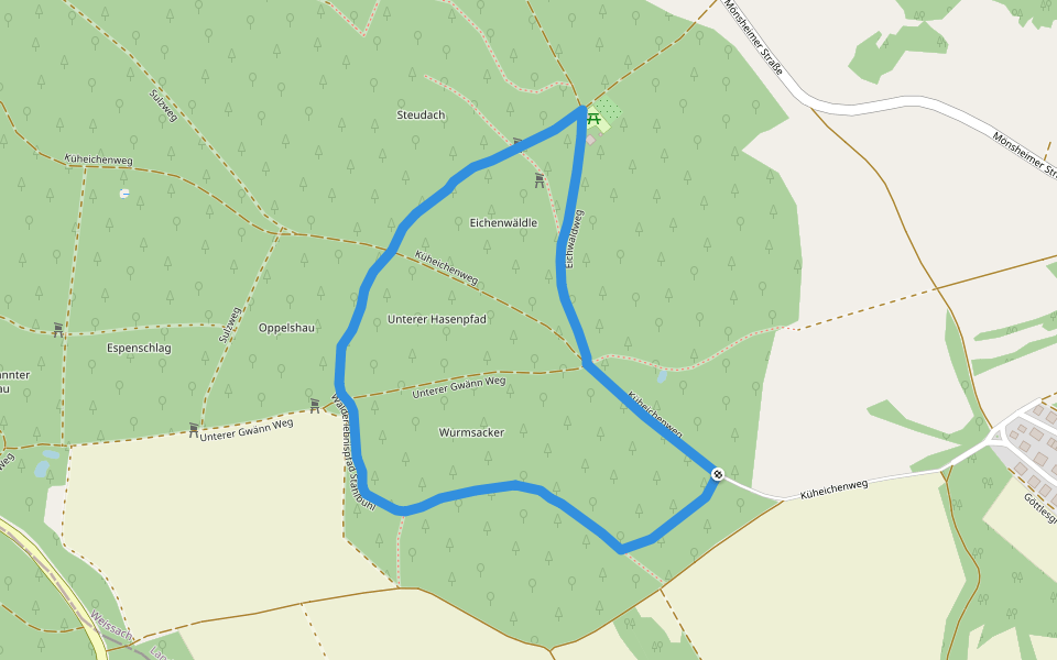 Walderlebnispfad Stahlbühl walking route map in Weissach