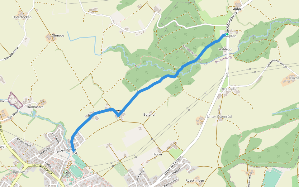 Chlöpfen - Chärns walking route map in Eschenbach