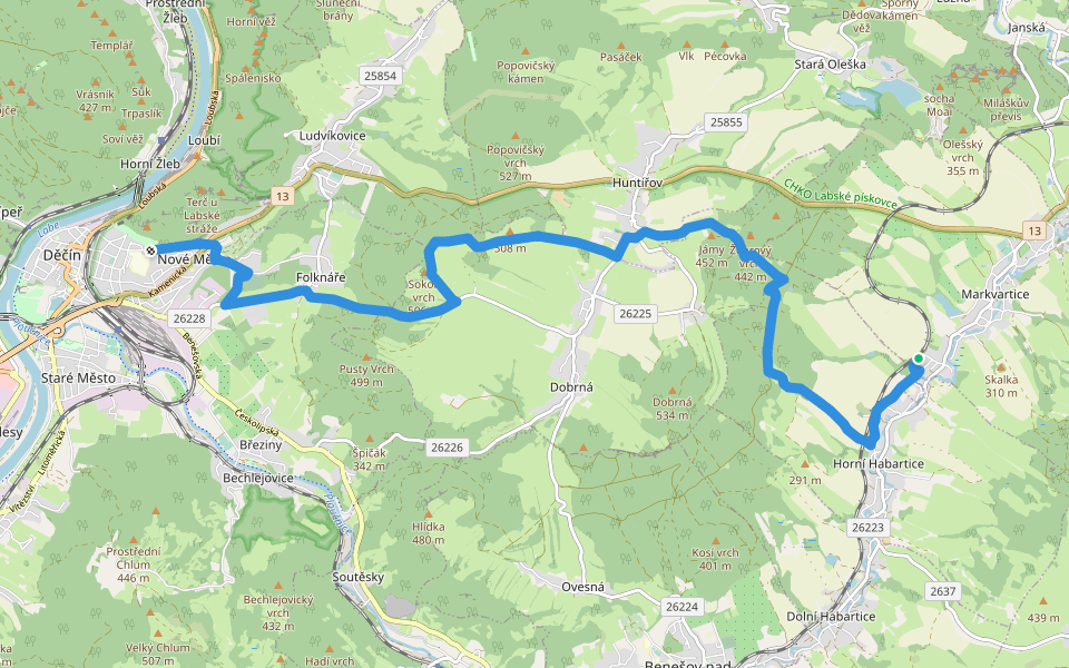 [Z] Horní Habartice - Markvartice walking route map in Markvartice