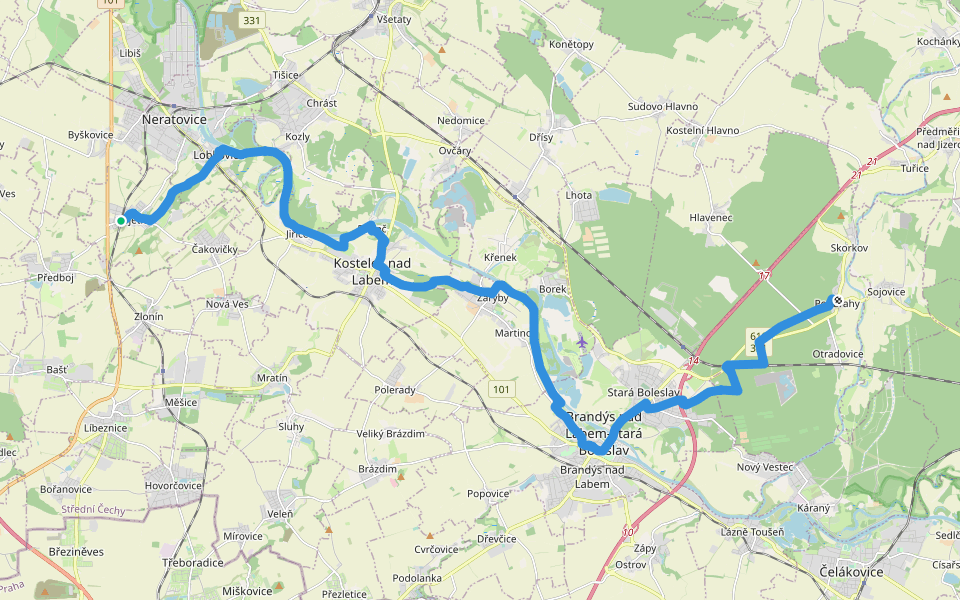 [Z] Kojetice - Podbrahy walking route map in Kojetice