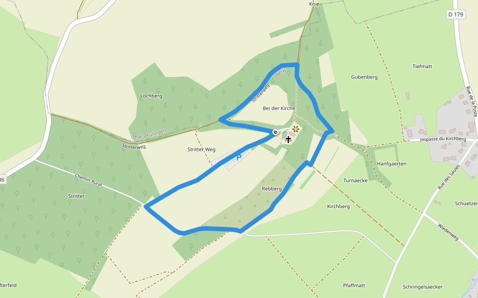 Au fil du calcaire et des vignes walking route map in Berg