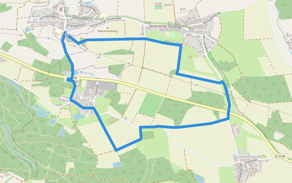 Rundweg Kirchröttenbach – Martersäule walking route map in Schnaittach