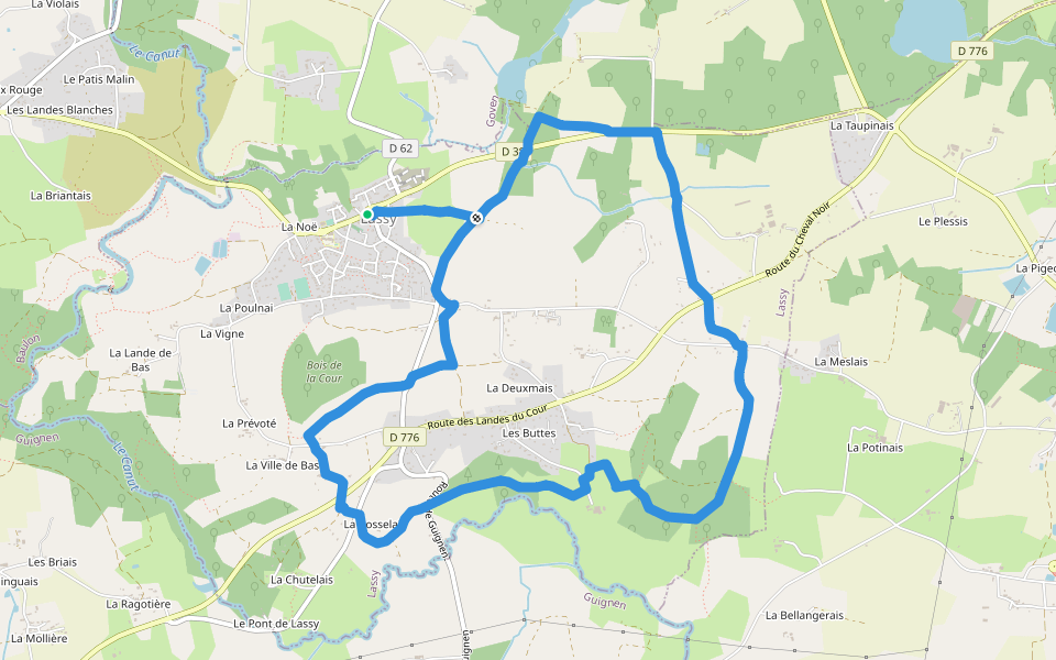 Circuit des Ruisseaux walking route map in Lassy