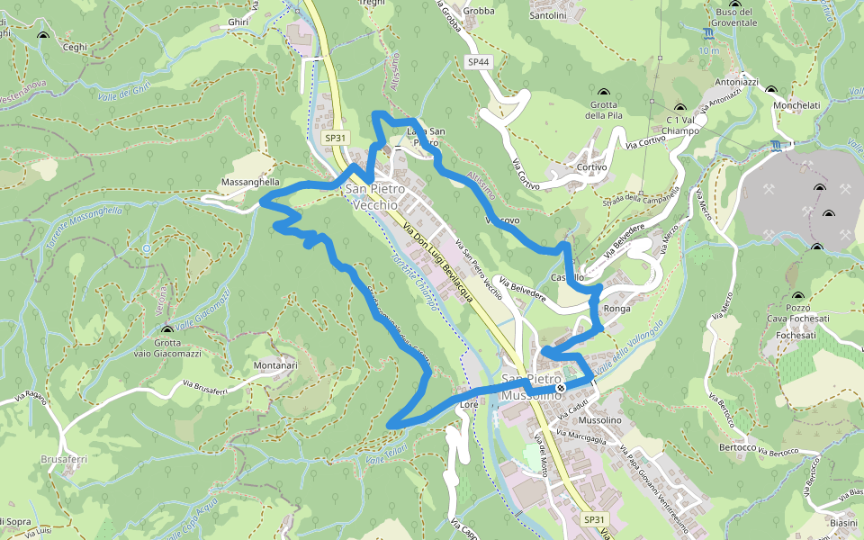 Sentiero Amico walking route map in San Pietro Mussolino