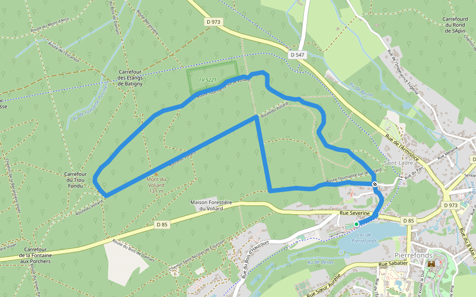 Le Voliard walking route map in Pierrefonds
