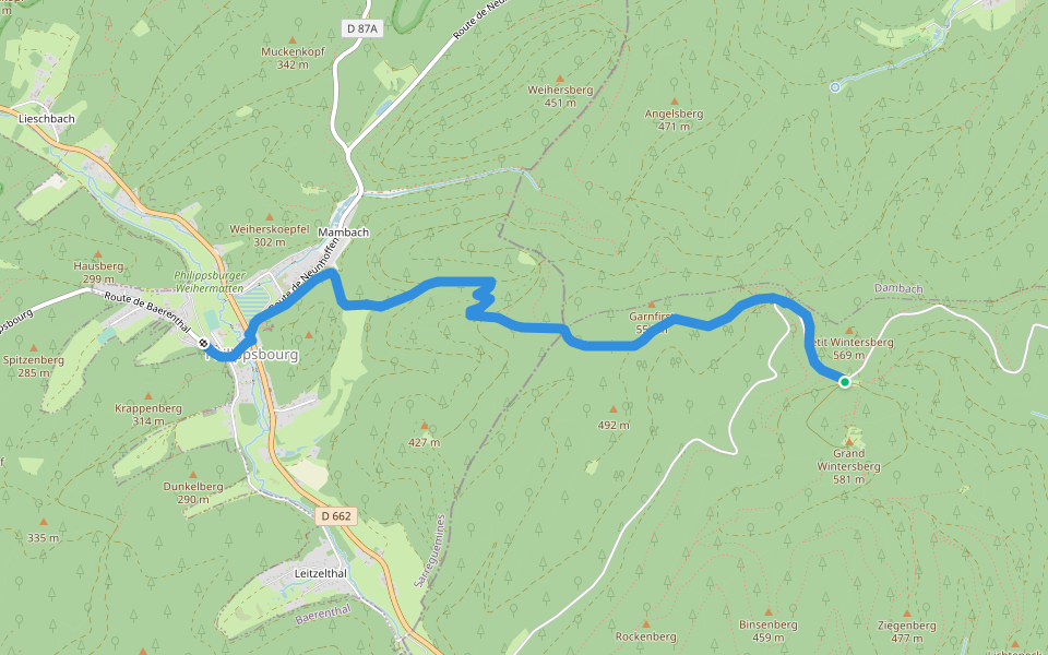 Disque rouge walking route map in Niederbronn-les-Bains