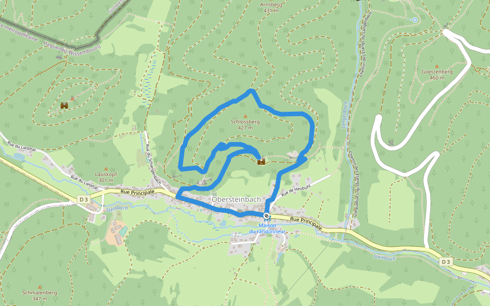 Anneau jaune walking route map in Obersteinbach