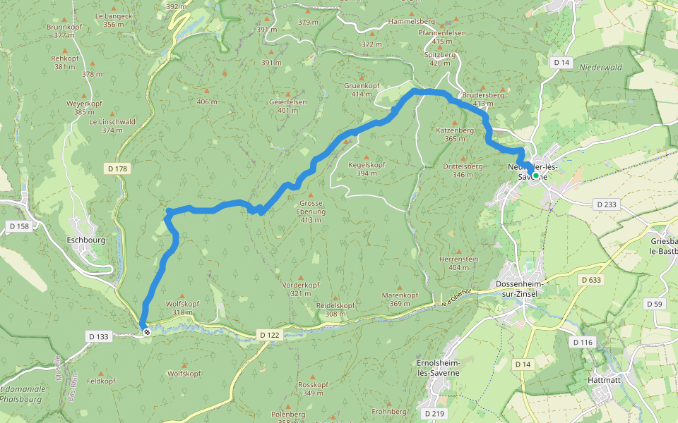 Croix bleu walking route map in Neuwiller-lès-Saverne