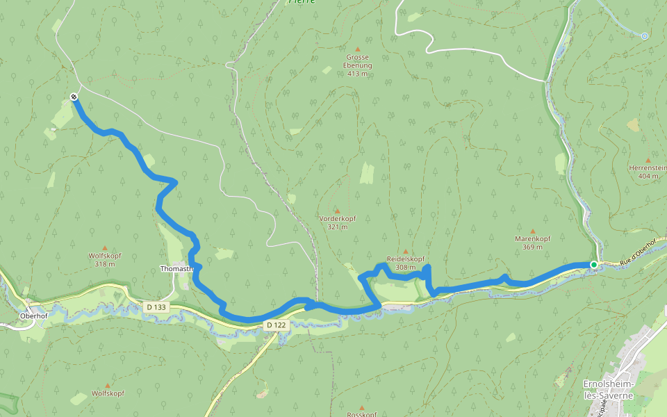 Triangle jaune walking route map in Dossenheim-sur-Zinsel