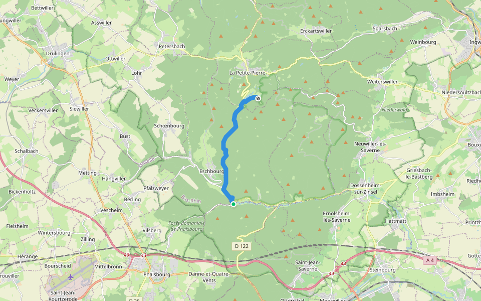 Triangle jaune walking route map in Eckartswiller
