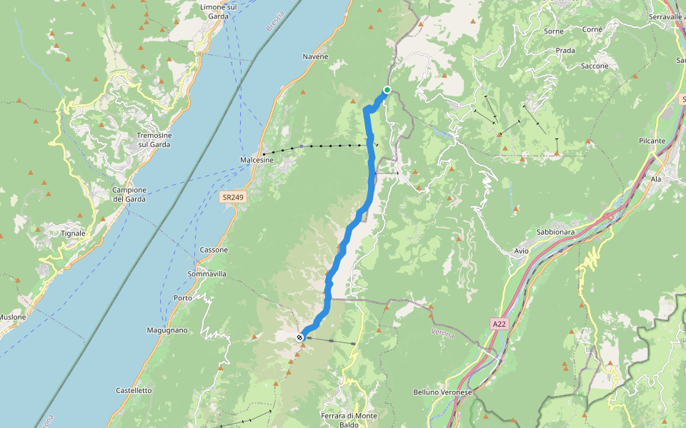 Sentiero delle Creste walking route map in Brentonico