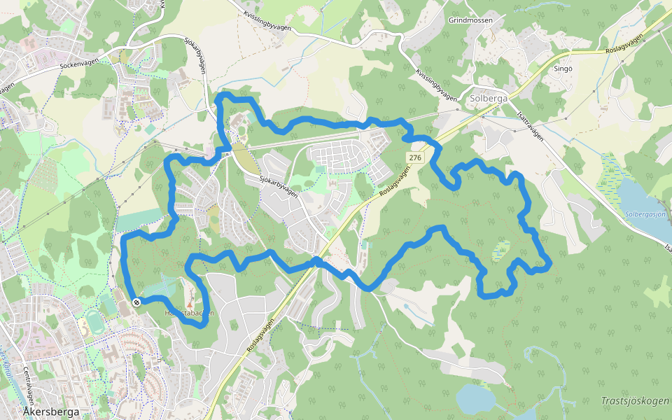 Oxblodet walking route map in Åkersberga