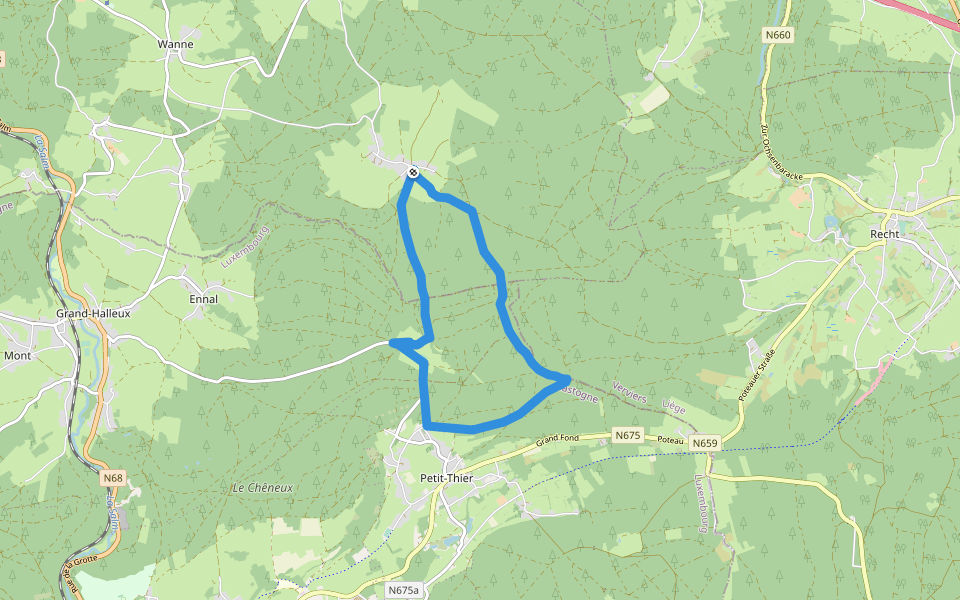 13. Promenade des Bruyères walking route map in Trois-Ponts