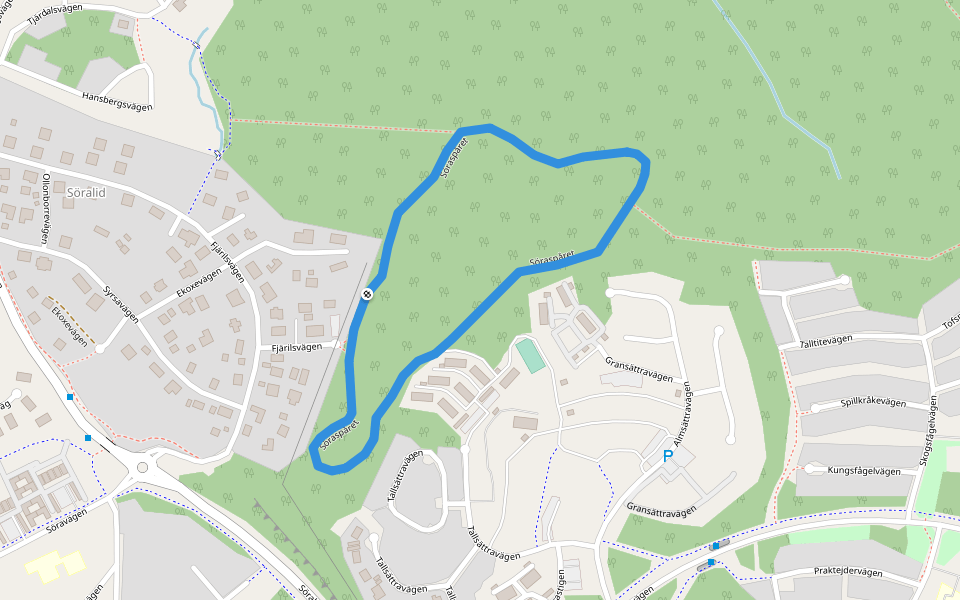 Söraspåret walking route map in Åkersberga