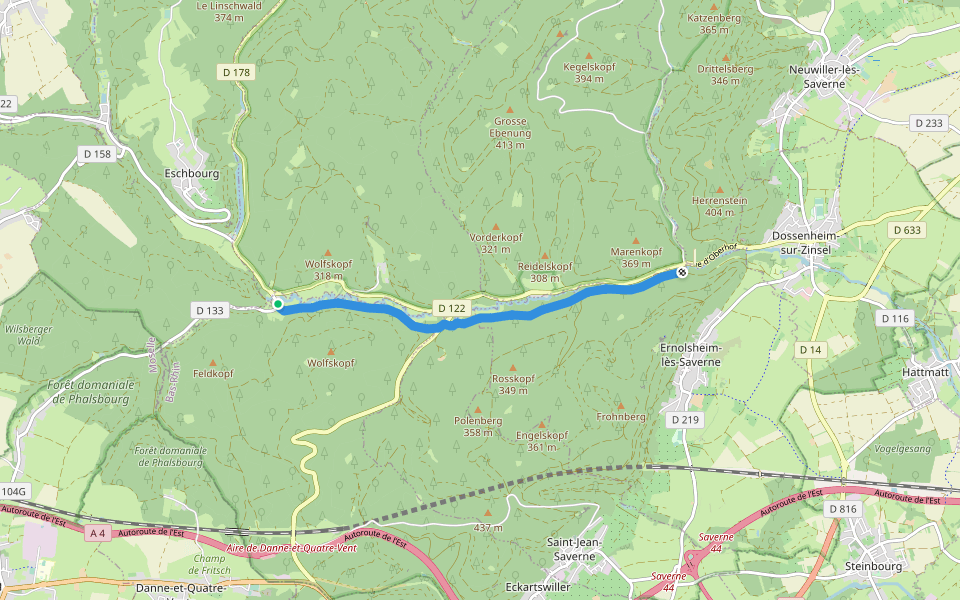 Croix jaune walking route map in Eckartswiller