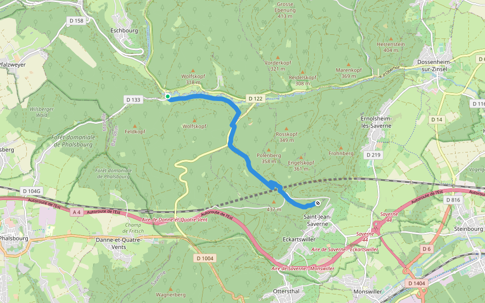 Chevalet bleu walking route map in Eckartswiller