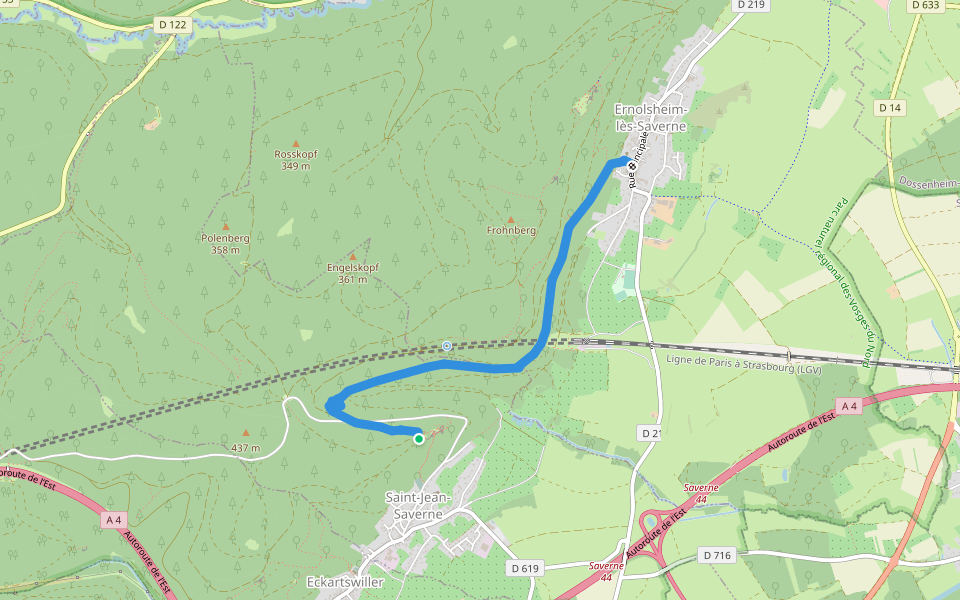 Chevalet rouge walking route map in Saint-Jean-Saverne