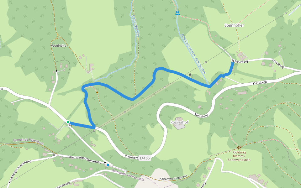Steinhöfler - Kreuzbergstraße walking route map in Kreuzberg