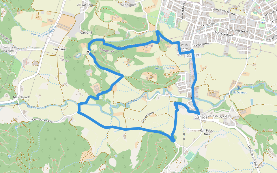 Itinerari Llarg - Camós walking route map in El Prat Roig