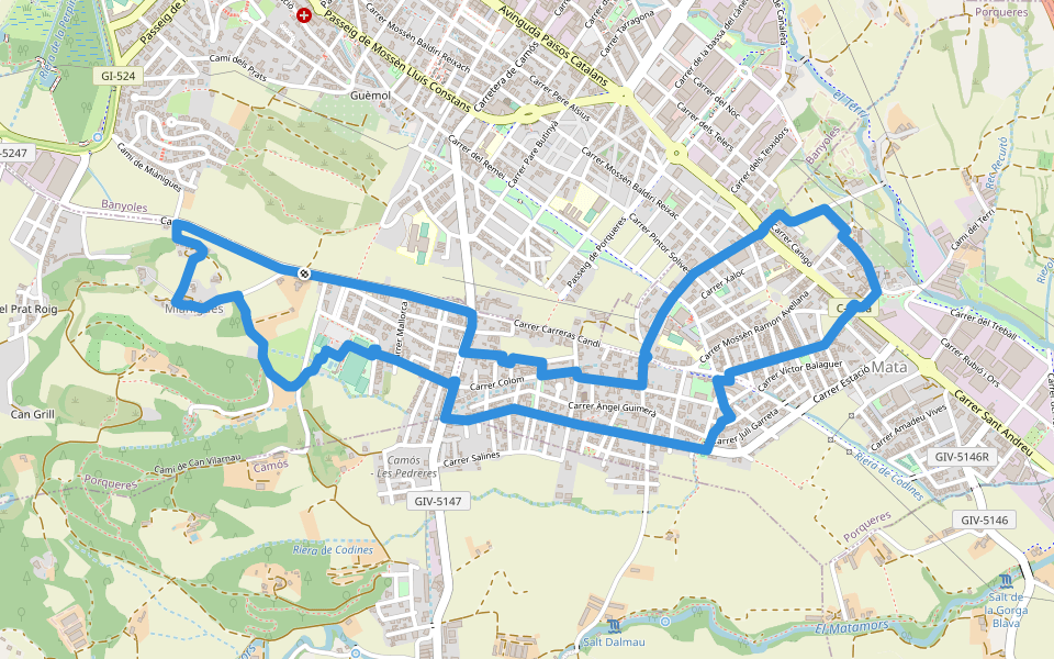 Itinerari Llarg - Mata-Miànigues walking route map in Les Pedreres