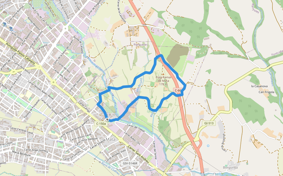Altres Itineraris - Les costes de Mata walking route map in Mata
