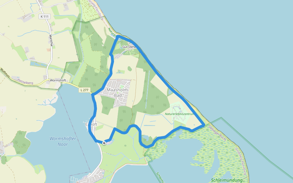 Rundwanderweg 15 Fisch walking route map in Maasholm