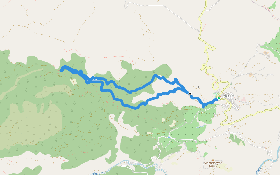 Barranco Moreno walking route map in Bicorp