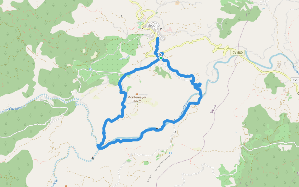 Ruta Benedriz walking route map in Bicorp
