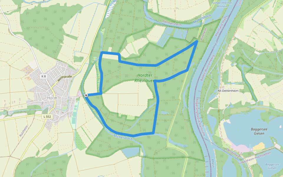 Tulpenbaumweg walking route map in Hördt