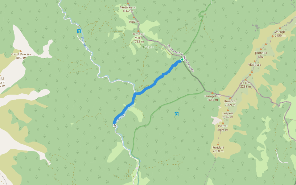 Curmătura Foii-Valea Dâmboviței walking route map in Sătic