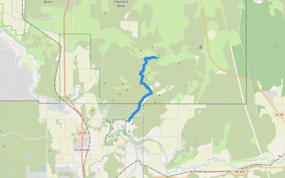 Gray Butte Trail walking route map in Culver