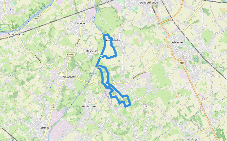 Vossewegel walking route map in Dendermonde