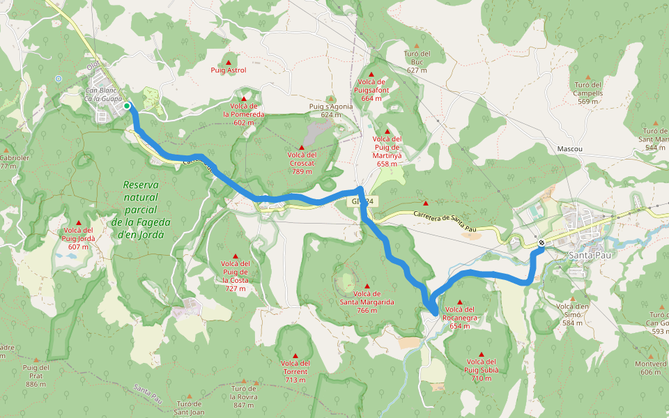 Via verda Santa Pau walking route map in Santa Pau