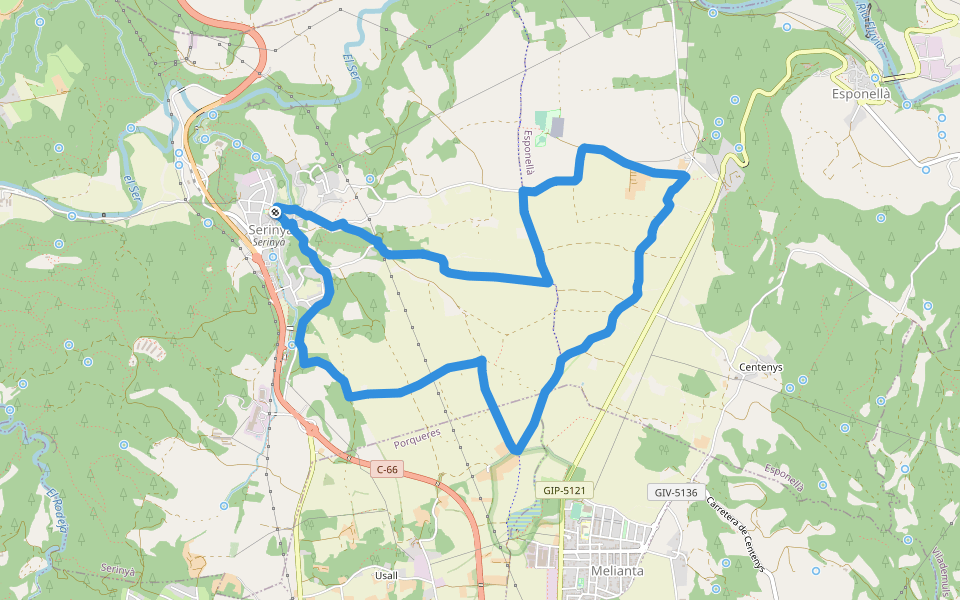 Sant Galderic walking route map in Serinyà