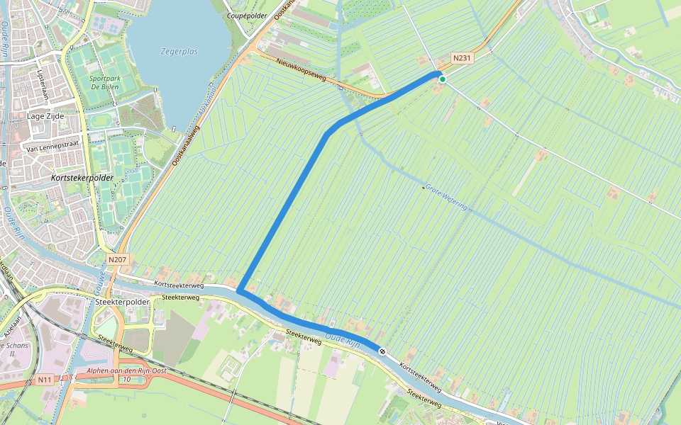Pelgrimspad 1 - 04 - Molenviergang met hond walking route map in Aarlanderveen