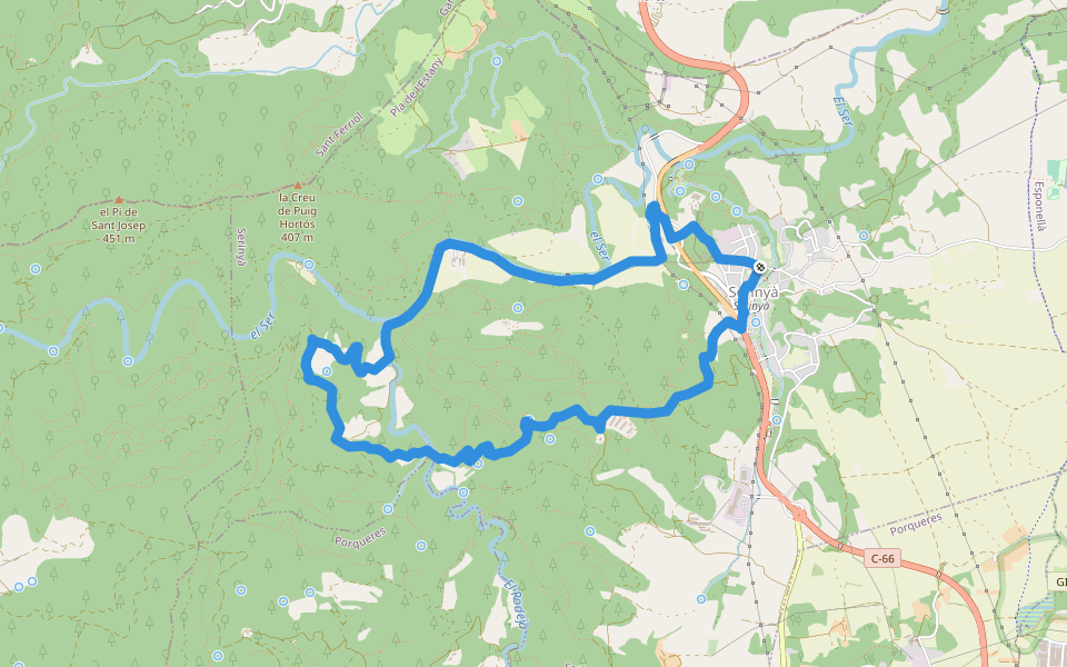 Font de Perduts walking route map in Serinyà