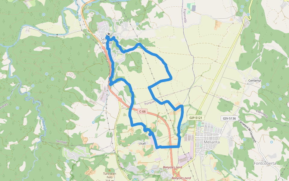 Mossoga walking route map in Serinyà
