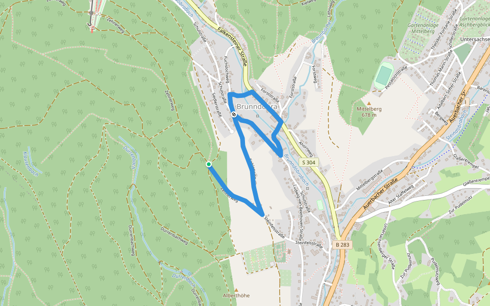 Wanderweg blauer Strich walking route map in Klingenthal